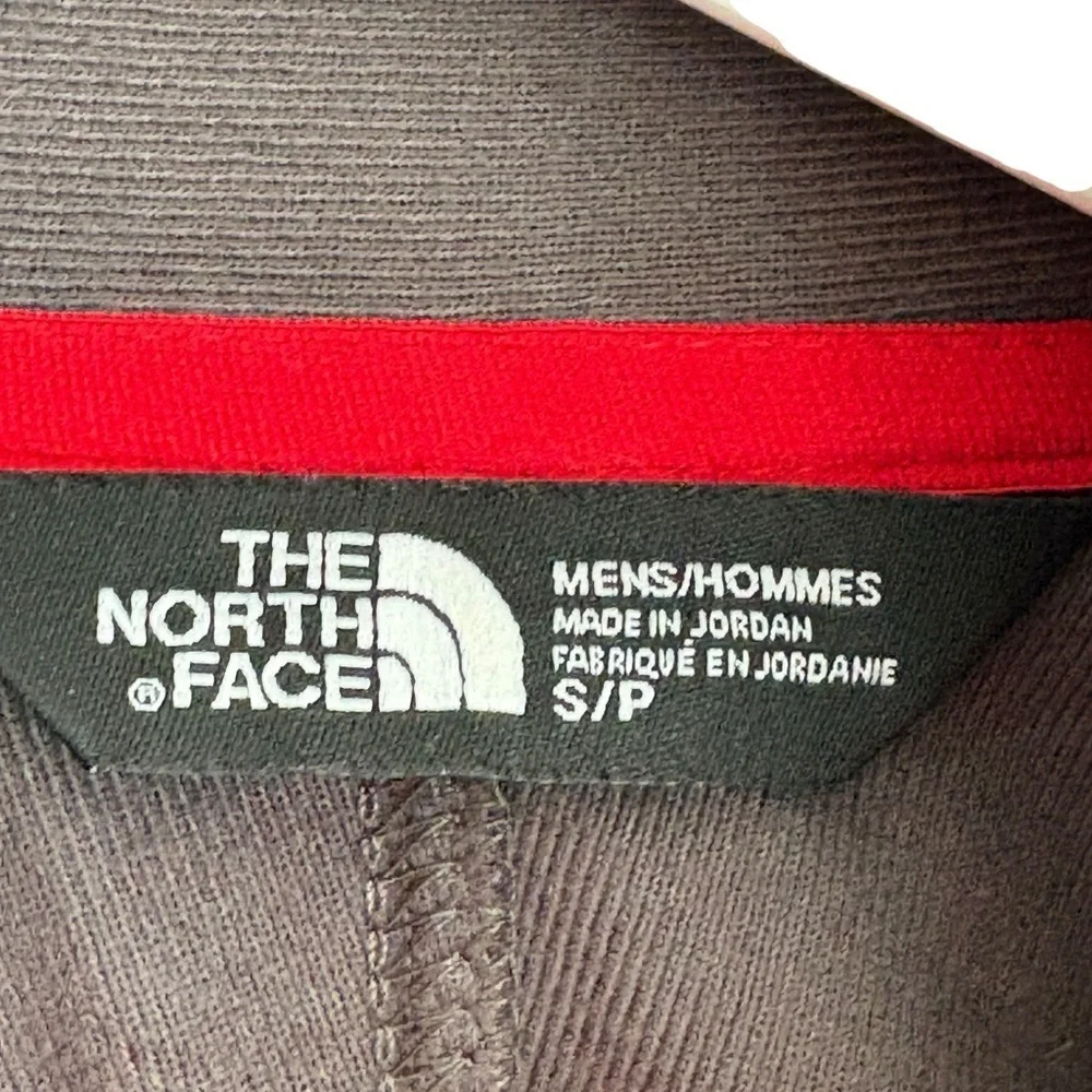 The North Face Mens Soft Shell Hoodie Red Gray Jacket Size Small